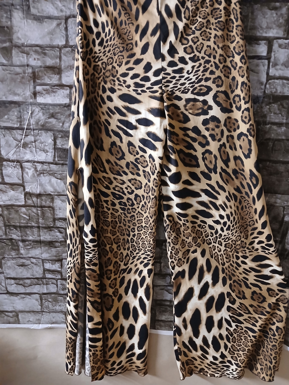 Tempo Paris Leopard Print Top - Tan, Black, Cream Wide -leg Pant